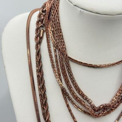 LOT 93J: Rose Gold Chains, Flower Wire Pierced Earrings, Owl Stretch Ring & More