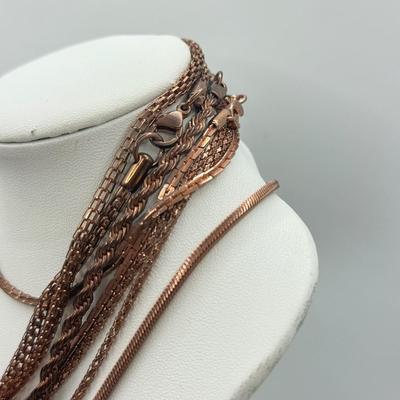 LOT 93J: Rose Gold Chains, Flower Wire Pierced Earrings, Owl Stretch Ring & More