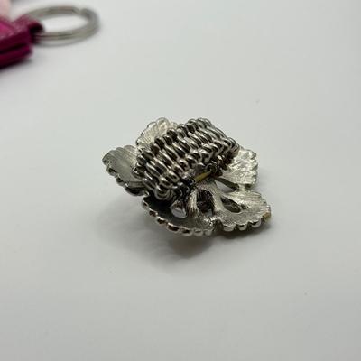 LOT 95J: Mini Pink Coach Keychain Wallet & Big Flower Rings