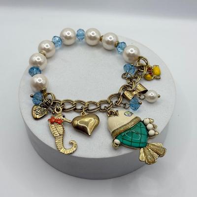 LOT 97J: Betsey Johnson Summer Fish Ocean Charm Bracelet