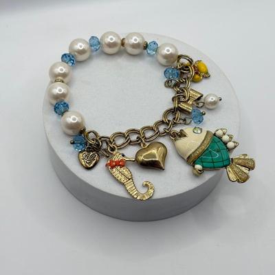 LOT 97J: Betsey Johnson Summer Fish Ocean Charm Bracelet