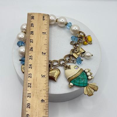 LOT 97J: Betsey Johnson Summer Fish Ocean Charm Bracelet