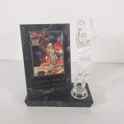 LOT 108B: Collection of Flyers Memorabilia with Framed Roberto Clemente Collage & Lebron James Card Display