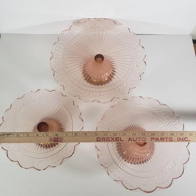 LOT 110B: Set of 3 Pink Depression Glass Cake Stands