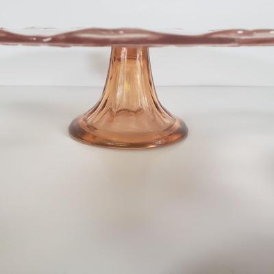 LOT 110B: Set of 3 Pink Depression Glass Cake Stands