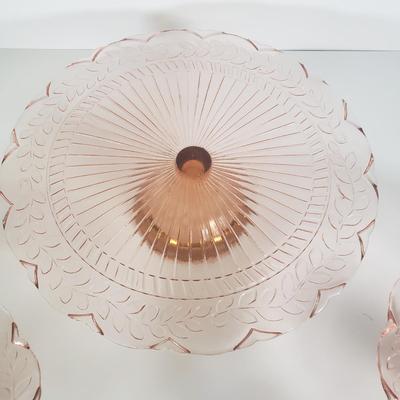 LOT 110B: Set of 3 Pink Depression Glass Cake Stands