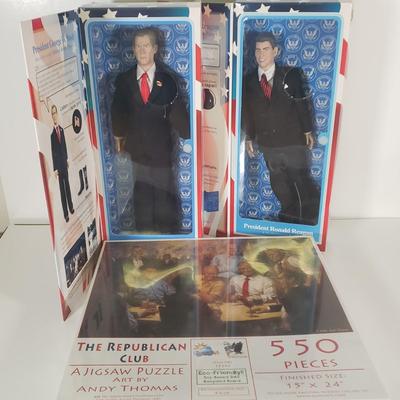 LOT 116B: Republican Club Sealed Puzzle & Pair of Presidental Dolls