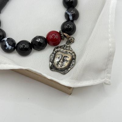 LOT 123J: Beaded Bracelet w/ Buddha Charm & Rings