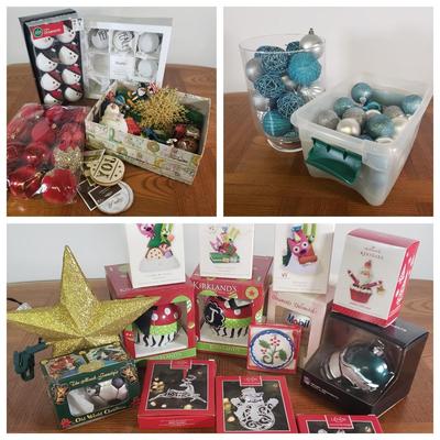 LOT 150B: Huge Collection of Christmas Ornaments; Kosta Boda, Lenox, Hallmark & More