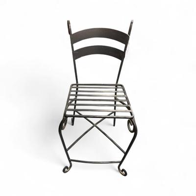 Sale Photo Thumbnail #1005: Wrought Iron Bar Stool.  Choice #1
seat ht 24" seat  width 19"  Back Ht 38"