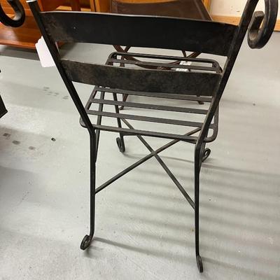 Sale Photo Thumbnail #1011: Wrought Iron Bar Stool.  Choice #2
seat ht 24" seat  width 19"  Back Ht 38"
