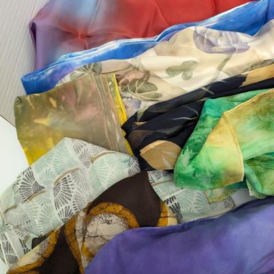 Lot Of Womens Summer Scarves Colorful Lightweight Silk And Sheer Fabrics