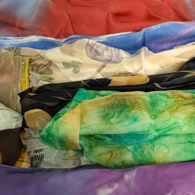 Lot Of Womens Summer Scarves Colorful Lightweight Silk And Sheer Fabrics