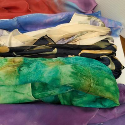 Lot Of Womens Summer Scarves Colorful Lightweight Silk And Sheer Fabrics