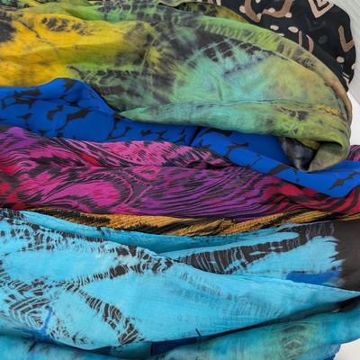 Lot Of Womens Summer Scarves Colorful Lightweight Silk And Sheer Fabrics