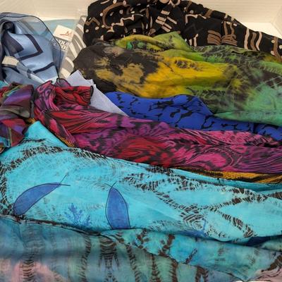 Lot Of Womens Summer Scarves Colorful Lightweight Silk And Sheer Fabrics