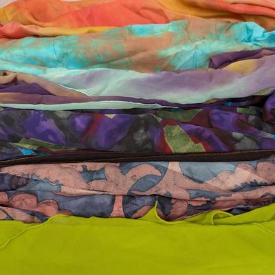 Lot Of Womens Summer Scarves Colorful Lightweight Silk And Sheer Fabrics