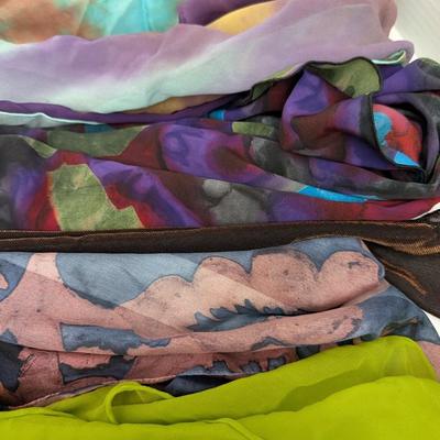 Lot Of Womens Summer Scarves Colorful Lightweight Silk And Sheer Fabrics
