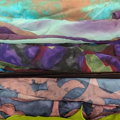 Lot Of Womens Summer Scarves Colorful Lightweight Silk And Sheer Fabrics