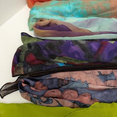 Lot Of Womens Summer Scarves Colorful Lightweight Silk And Sheer Fabrics