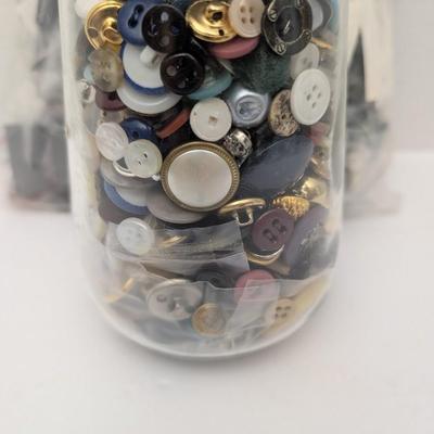 Vintage Button Lot Sewing Supplies Assorted Jar Mixed Styles Colors Brands Ann Taylor