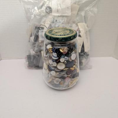 Vintage Button Lot Sewing Supplies Assorted Jar Mixed Styles Colors Brands Ann Taylor