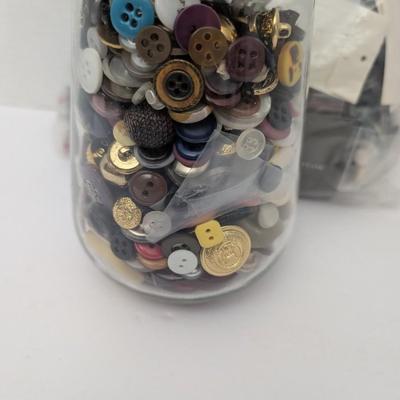 Vintage Button Lot Sewing Supplies Assorted Jar Mixed Styles Colors Brands Ann Taylor