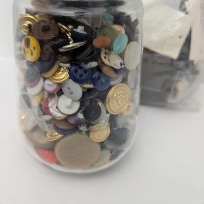 Vintage Button Lot Sewing Supplies Assorted Jar Mixed Styles Colors Brands Ann Taylor