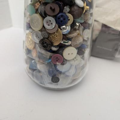 Vintage Button Lot Sewing Supplies Assorted Jar Mixed Styles Colors Brands Ann Taylor