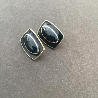 Gold tone Enamel fashion, statement earrings