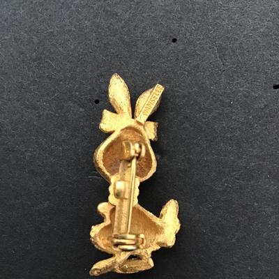 Vintage Mamselle , gold tone, bunny, brooch