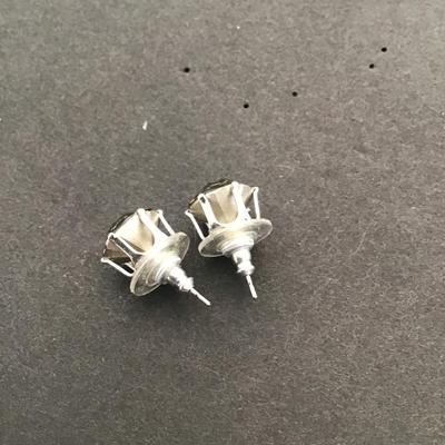 Chunky silver tone, smoked rhinestone earrings