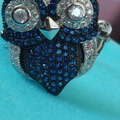 Lab-Created Sapphire Owl Ring