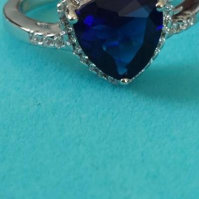 Lab-Created Sapphire Sterling Silver Ring