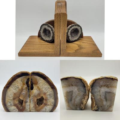 Three Sets of Geode Bookends (D-EL)