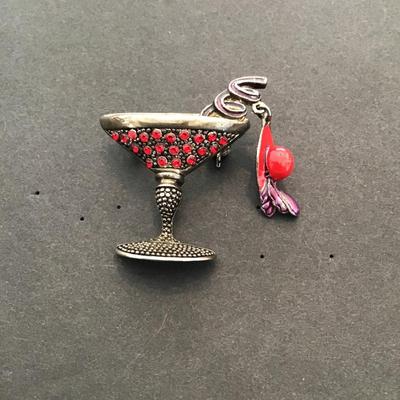 Vintage, red hat, society, drink, brooch