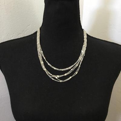 Pretty Silver tone multi layered sparkly chain necklaces