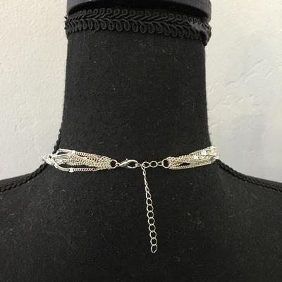 Pretty Silver tone multi layered sparkly chain necklaces