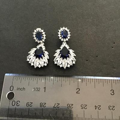 Beautiful Silver, 925 blue rhinestone With Crystal rhinestone