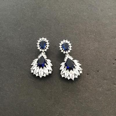 Beautiful Silver, 925 blue rhinestone With Crystal rhinestone
