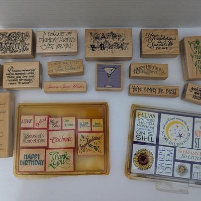 Lot Rubber Stamps Sentiments Birthday Friendship Greetings Inspirational Craft Supplies