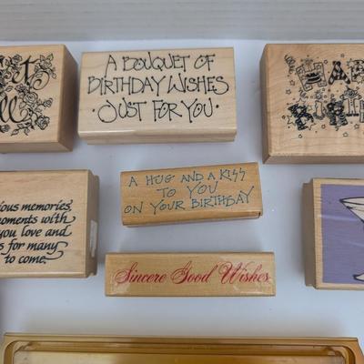 Lot Rubber Stamps Sentiments Birthday Friendship Greetings Inspirational Craft Supplies
