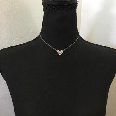 Kendra Scott, silver toned, cotton candy, heart dainty necklace
