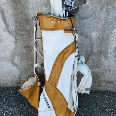 Vintage Golf Bag With Clubs And Balls