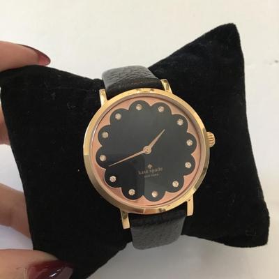 Kate Spade, gold tone, genuine, leather, working, wrist, watch