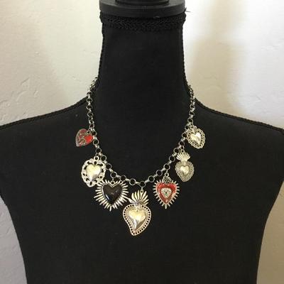 Cute silver tone statement necklace