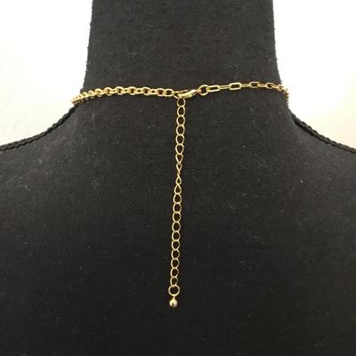 Beautiful very nice gold toned, crystal rhinestone paper clip, Moon star, statement, necklace
