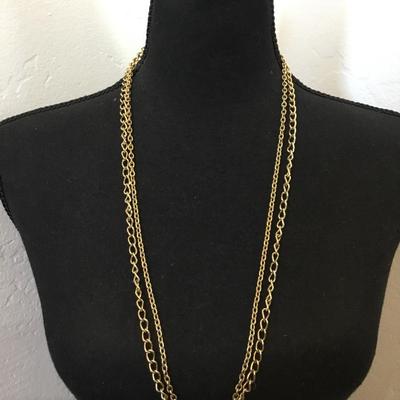 Vintage, gold tone, chain necklaces, long chain necklaces