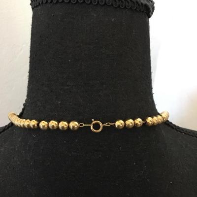 Vintage gold tone Metal bead necklace