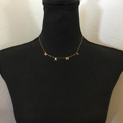 Dainty gold, toned mama necklace
